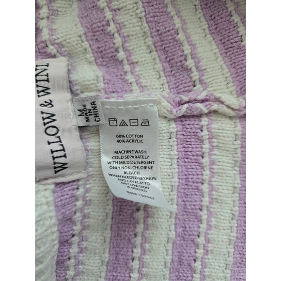 Willow & Wind Crochet Knit Shorts Lilac and White Stripes Size Medium Lounge Swi - Picture 5 of 6